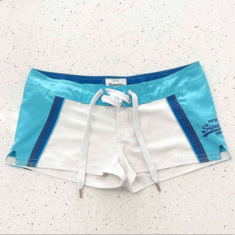 Superdry Swim Shorts Medium Vintage Boardshort Blue White